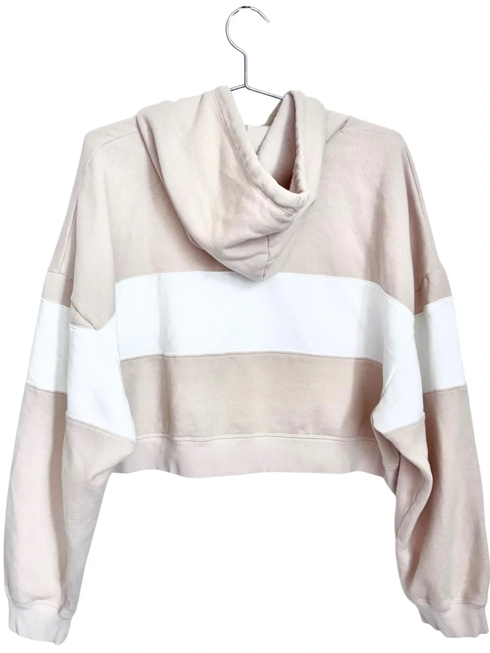 Victoria’s Secret PINK Beige White Cropped Hoodie Jogger Sweat Set M XXL